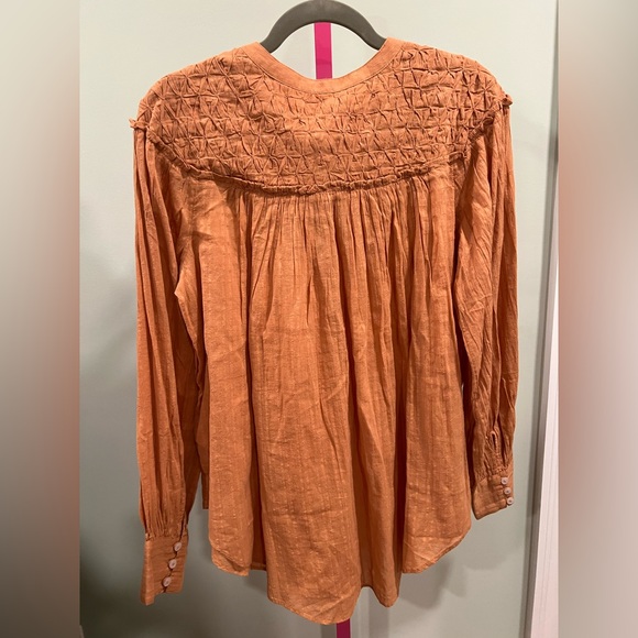 Free People Marigold Button down Blouse in Wood Chimes Oversized - Picture 9 of 9